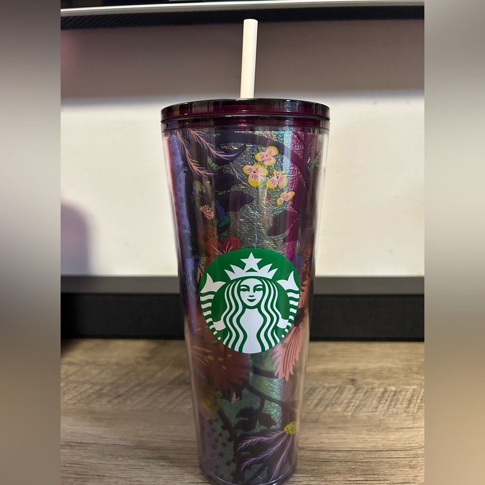 Starbucks Fall 2021 Flower Floral Cold Foil Cup Venti Tumbler 24oz